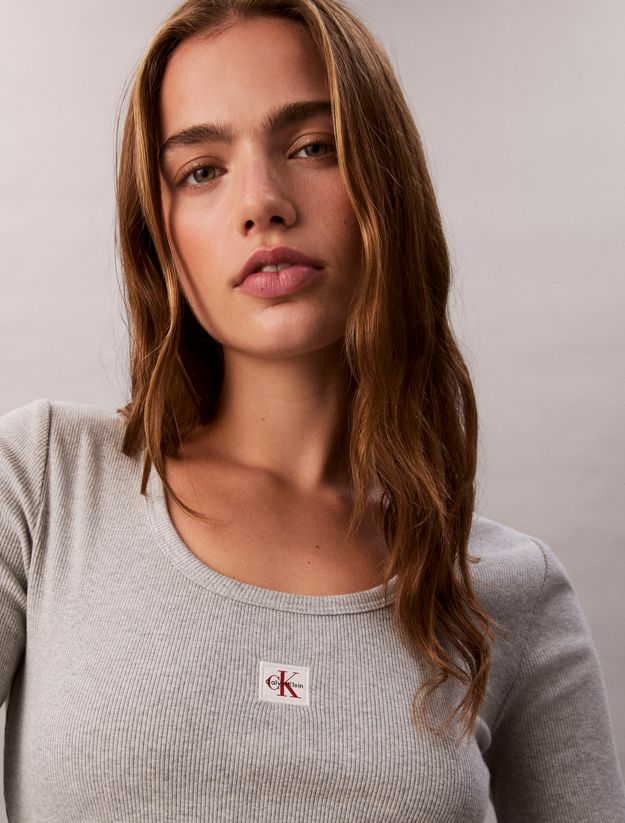 Ribbed Cotton Long Sleeve Top