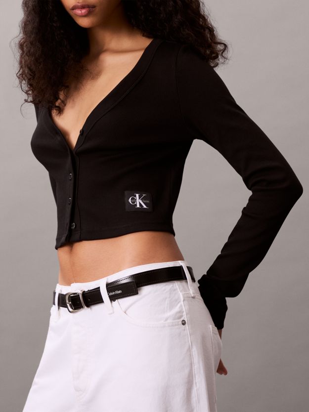 Cropped Ribbed Cotton Cardigan