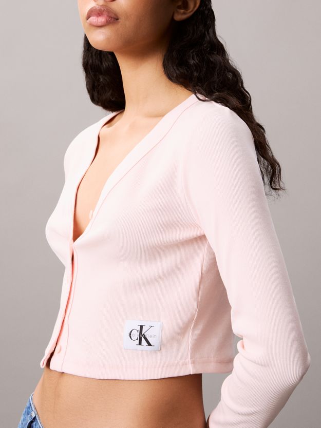 Cropped Ribbed Cotton Cardigan