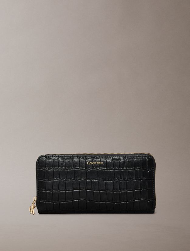 Leather Croc-Effect RFID Zip-Around Wallet