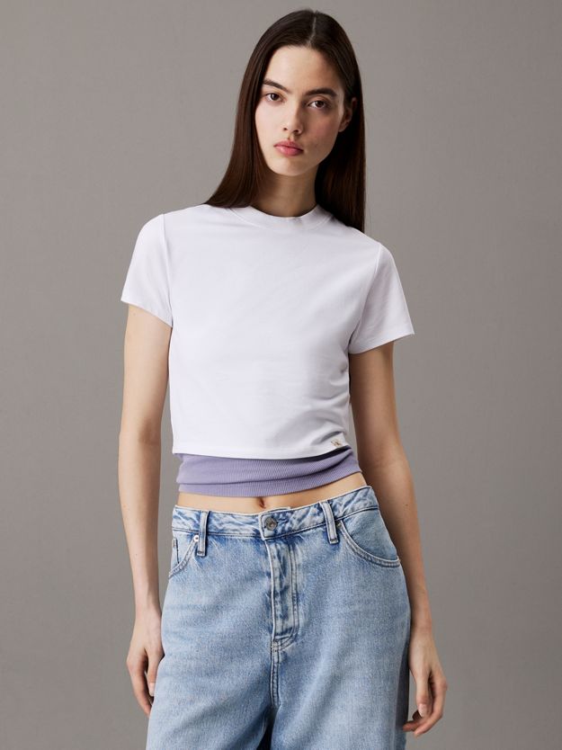 Cropped Cotton Stretch T-shirt