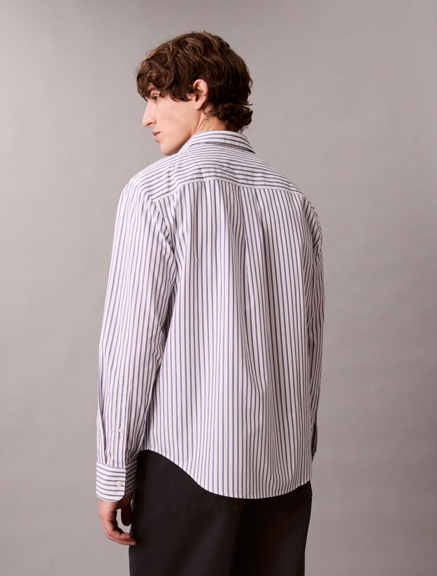 Double Stripe Cotton Relaxed Button-Down Shirt