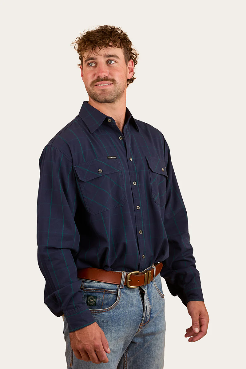Richmond Mens Full Button Work Shirt - Navy