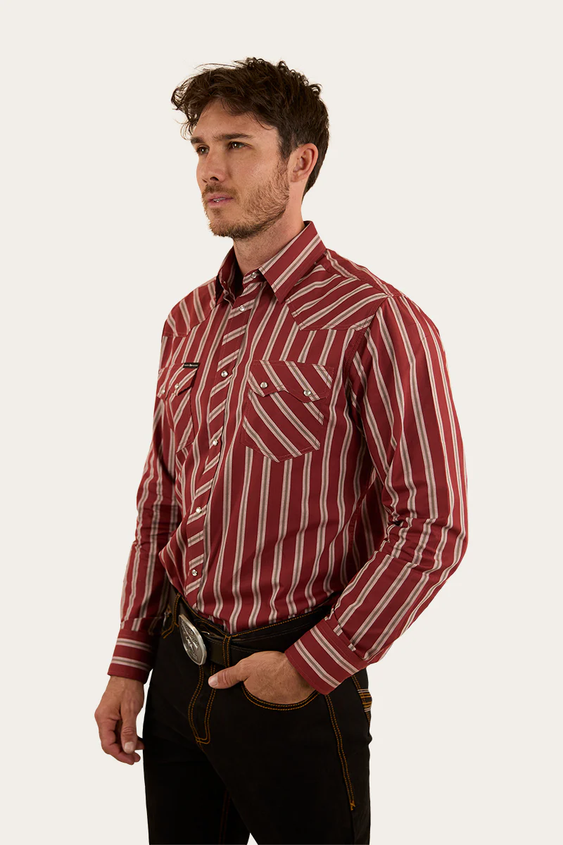 Mapleton Mens Western Shirt Stripe - Cedar