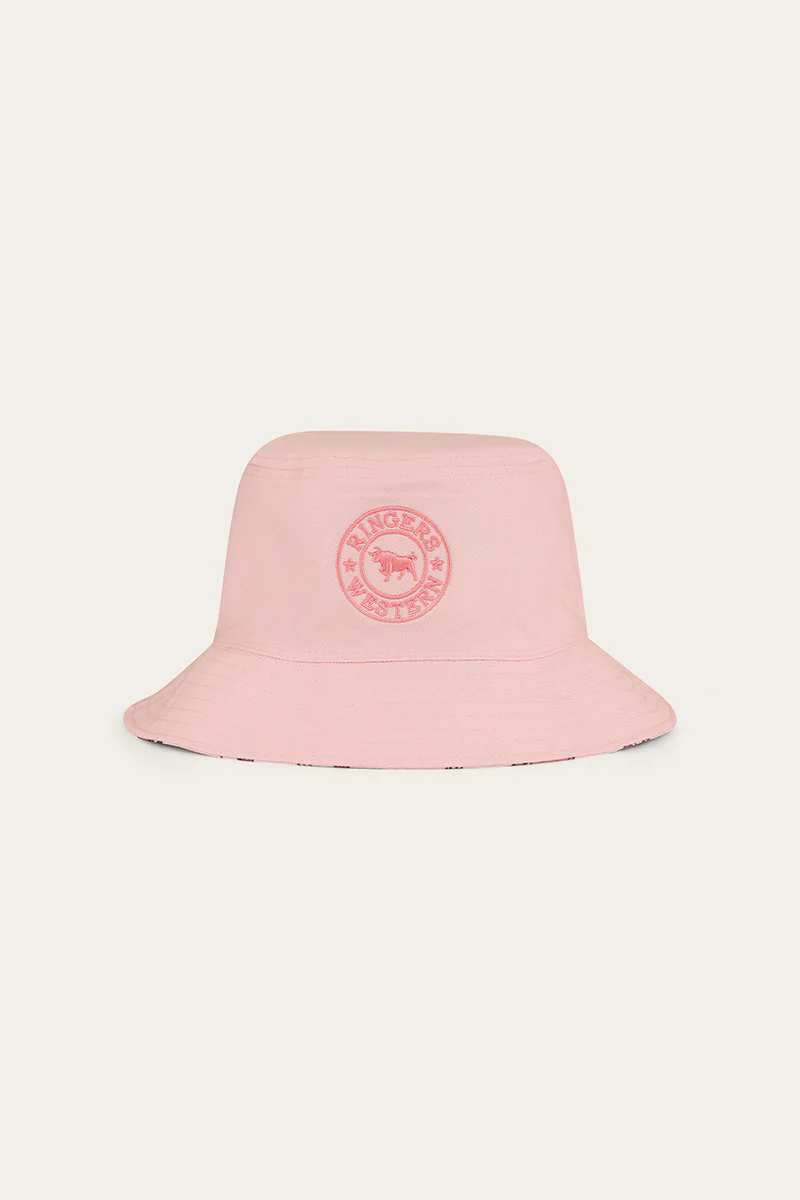 Mini Cowgirl Kids Reversible Bucket Hat - Dusty Pink