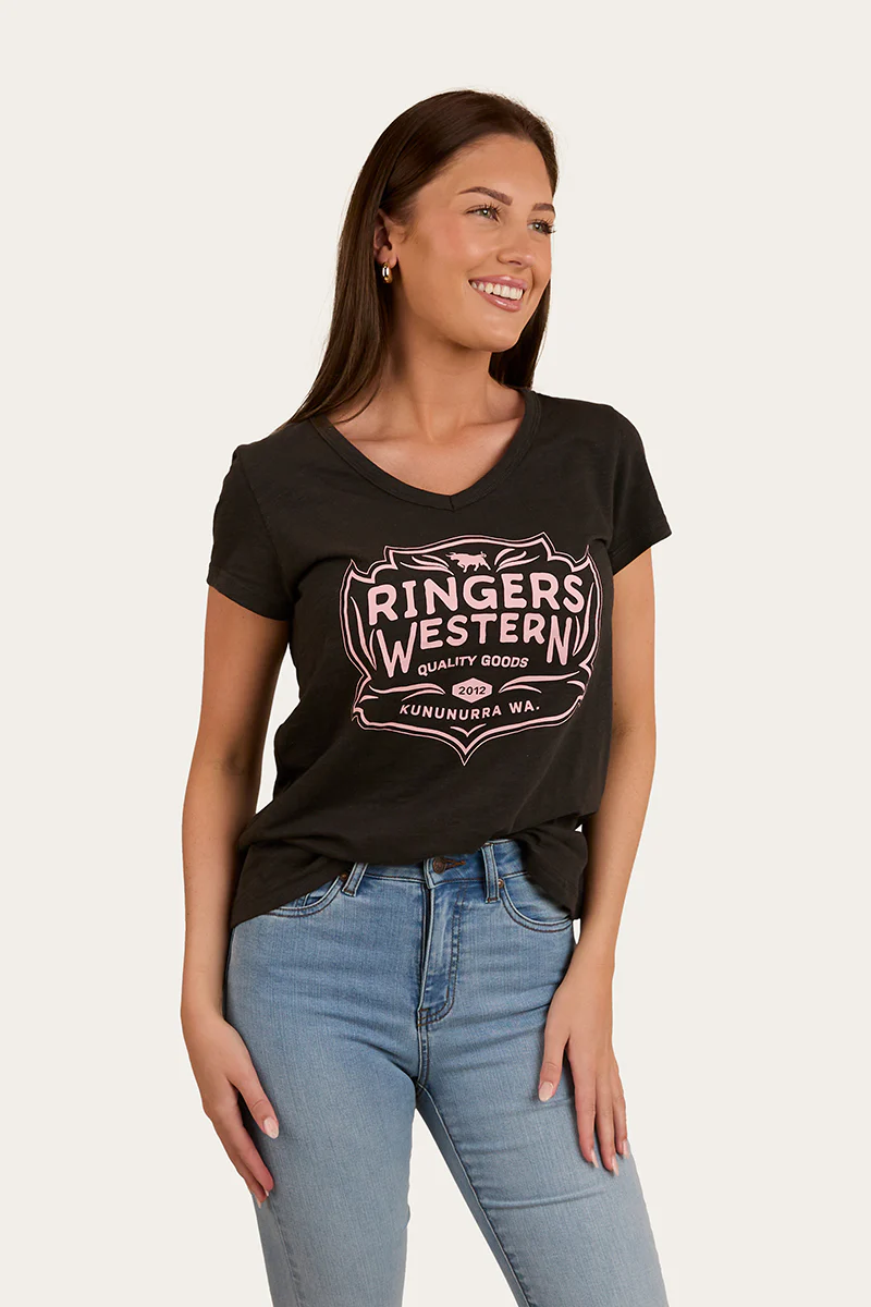 Quality Goods Womens V Neck T-Shirt - Charcoal