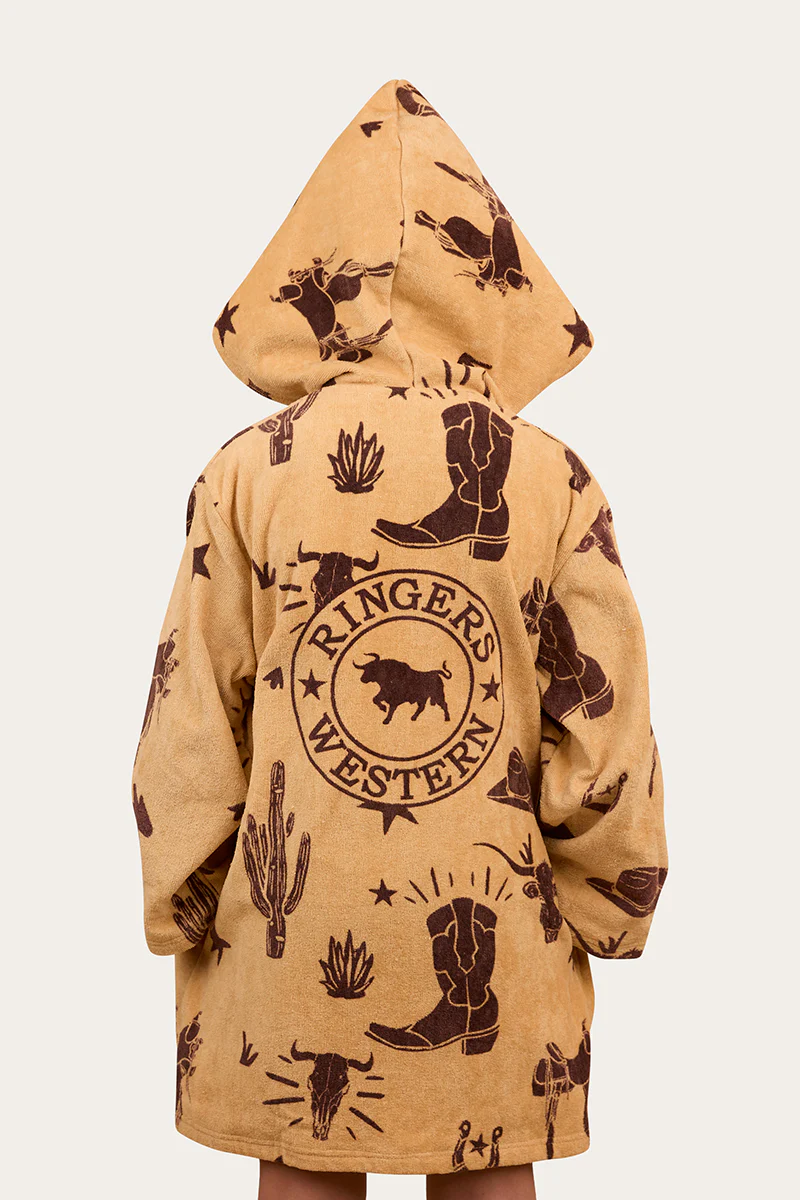 Boot Scootin Kids Zip Through Towel - Dark Sand