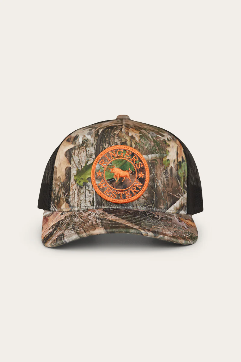 Signature Bull Trucker Cap - Leaf Camo/Orange