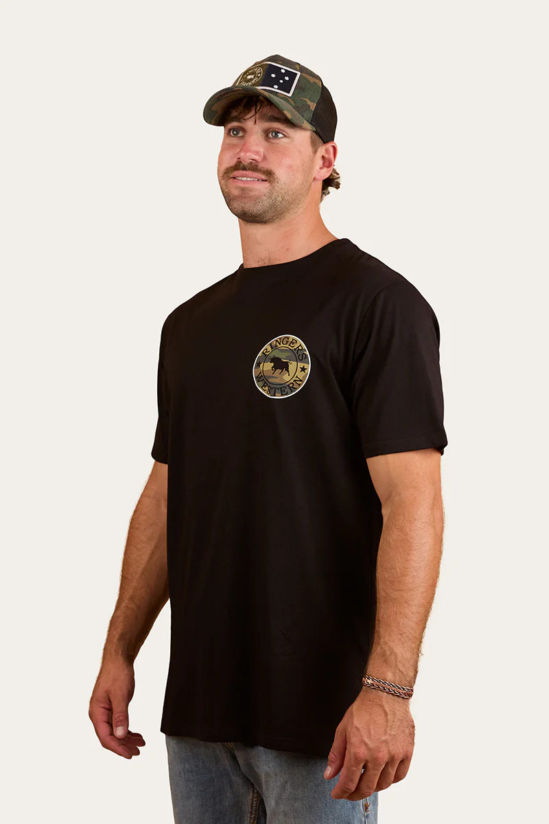 Signature Bull Mens Loose Fit T-Shirt - Black/Camo