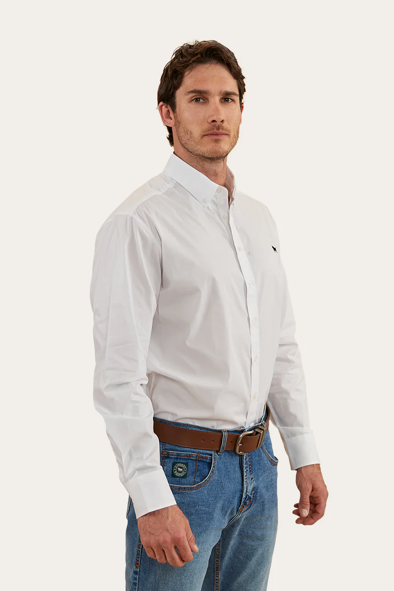 Longreach Mens Plain Dress Shirt - White
