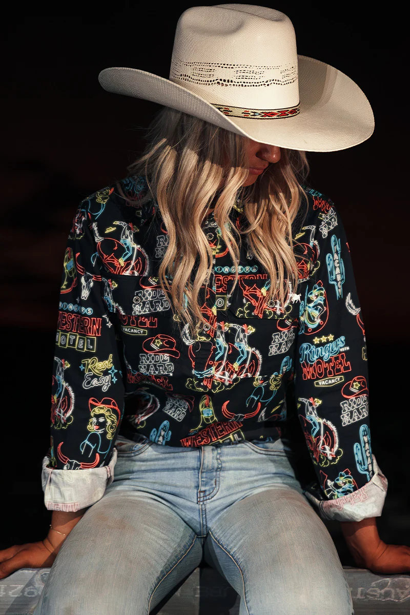 The Dyno Womens Limited Edition Half Button Work Shirt - Black / Multi