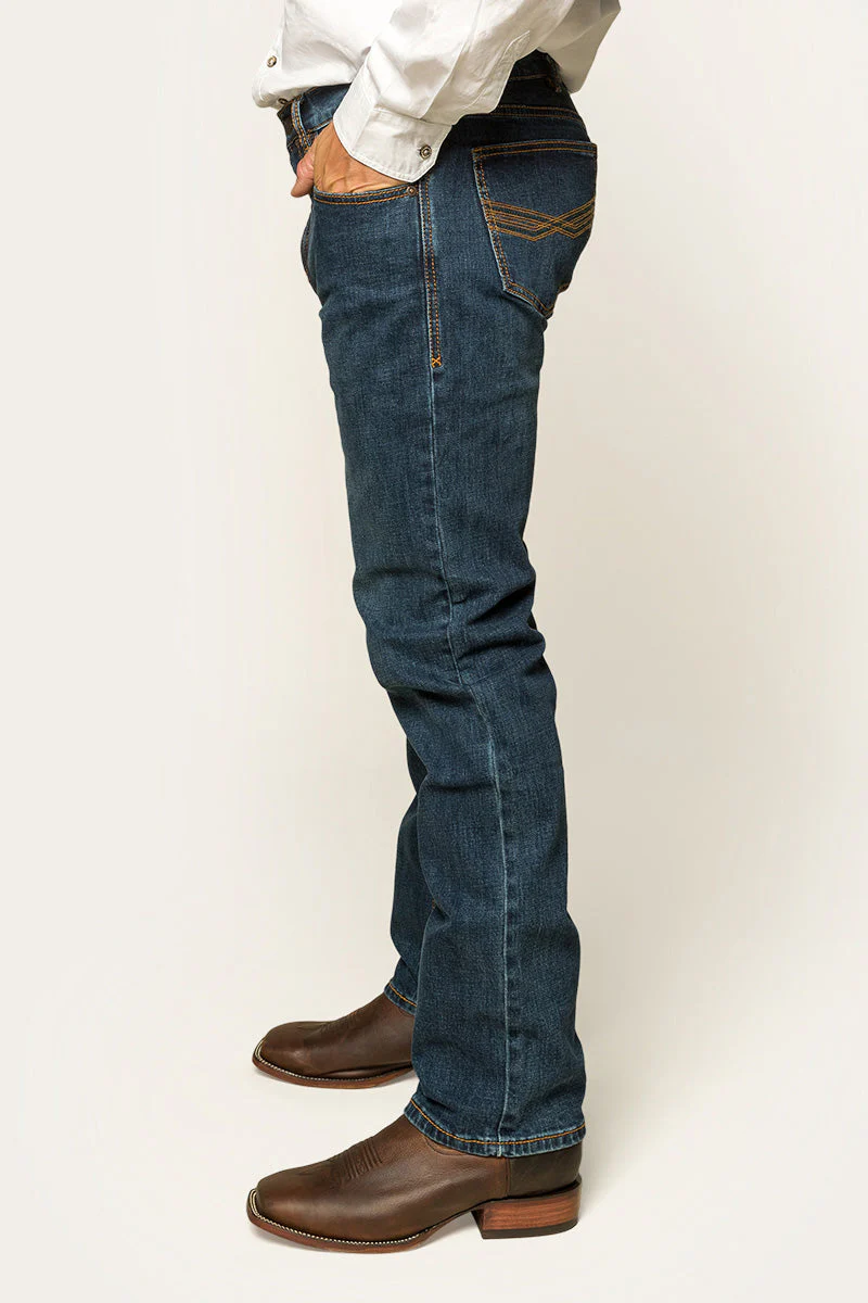 Muster Mens Slim Straight Fit Jeans - Dark Wash Blue