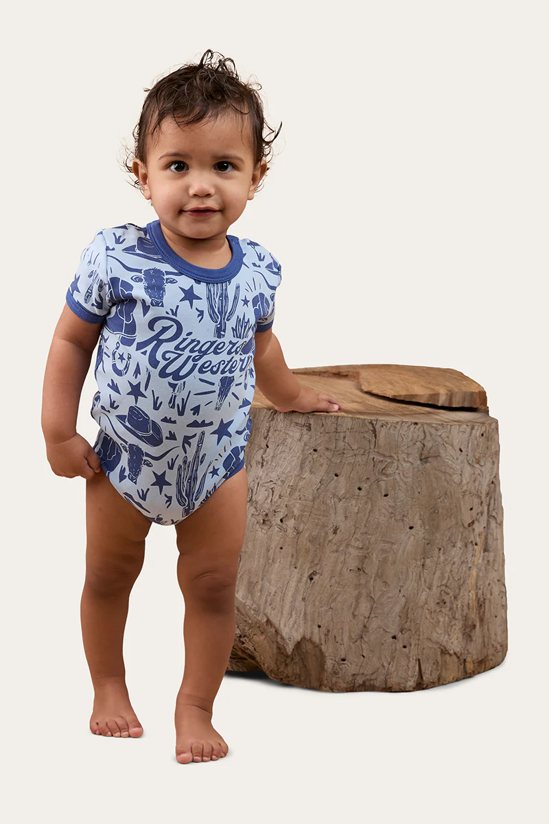 Boot Scootin Babies Short Sleeve Romper - Dusk