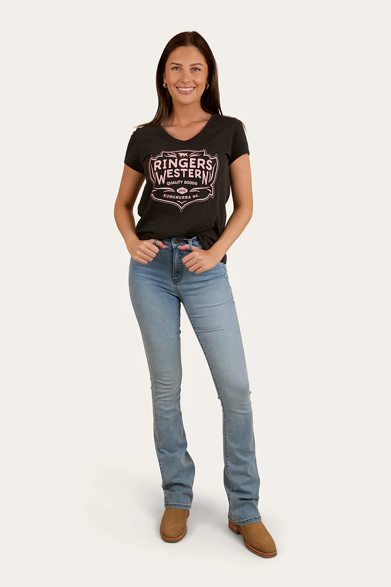 Quality Goods Womens V Neck T-Shirt - Charcoal