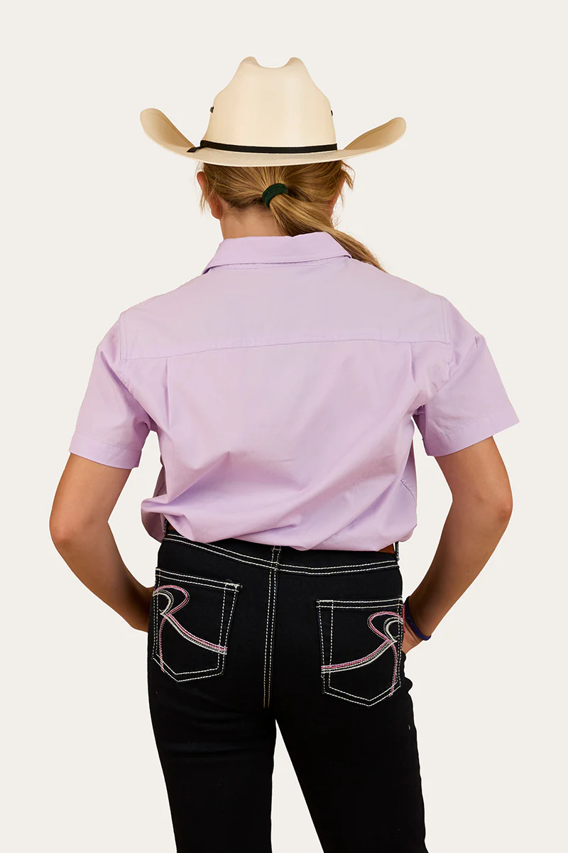 Ord River Kids Half Button Short Sleeve Work Shirt - Lavender
