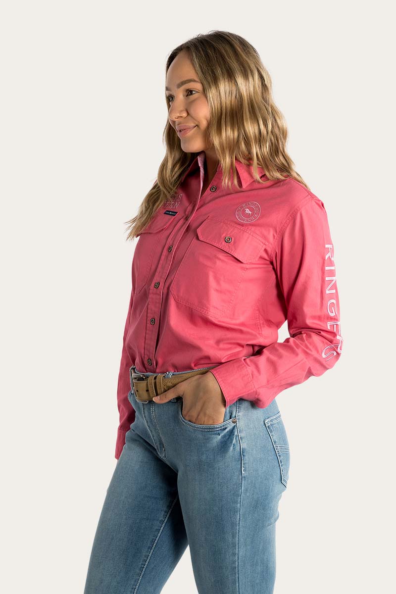Signature Jillaroo Womens Full Button Work Shirt - Camelia Rose/Ballet Pink