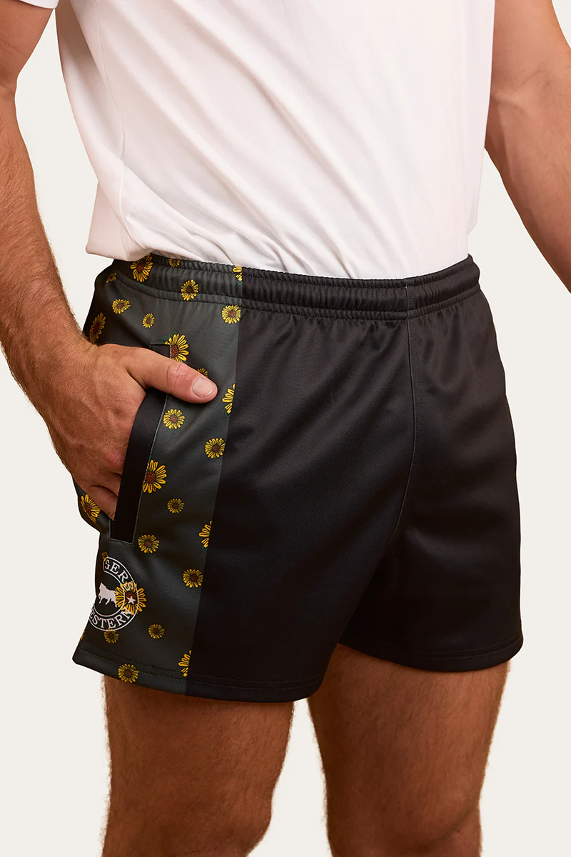 Sunflowers Footy Short - Black / Multi