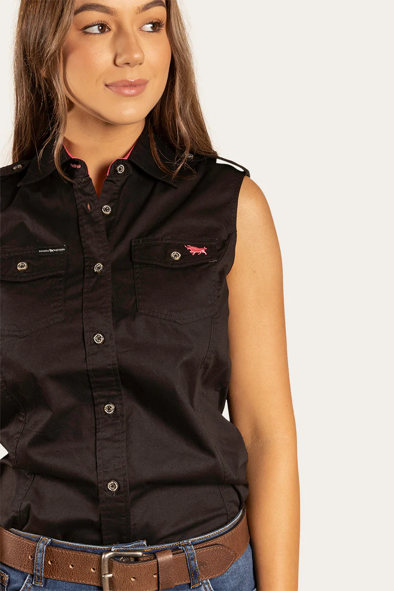 Pentecost River Womens Sleeveless Work Shirt - Black