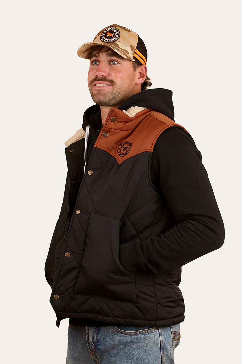 McKinlay Mens Puffer Vest - Black / Tobacco