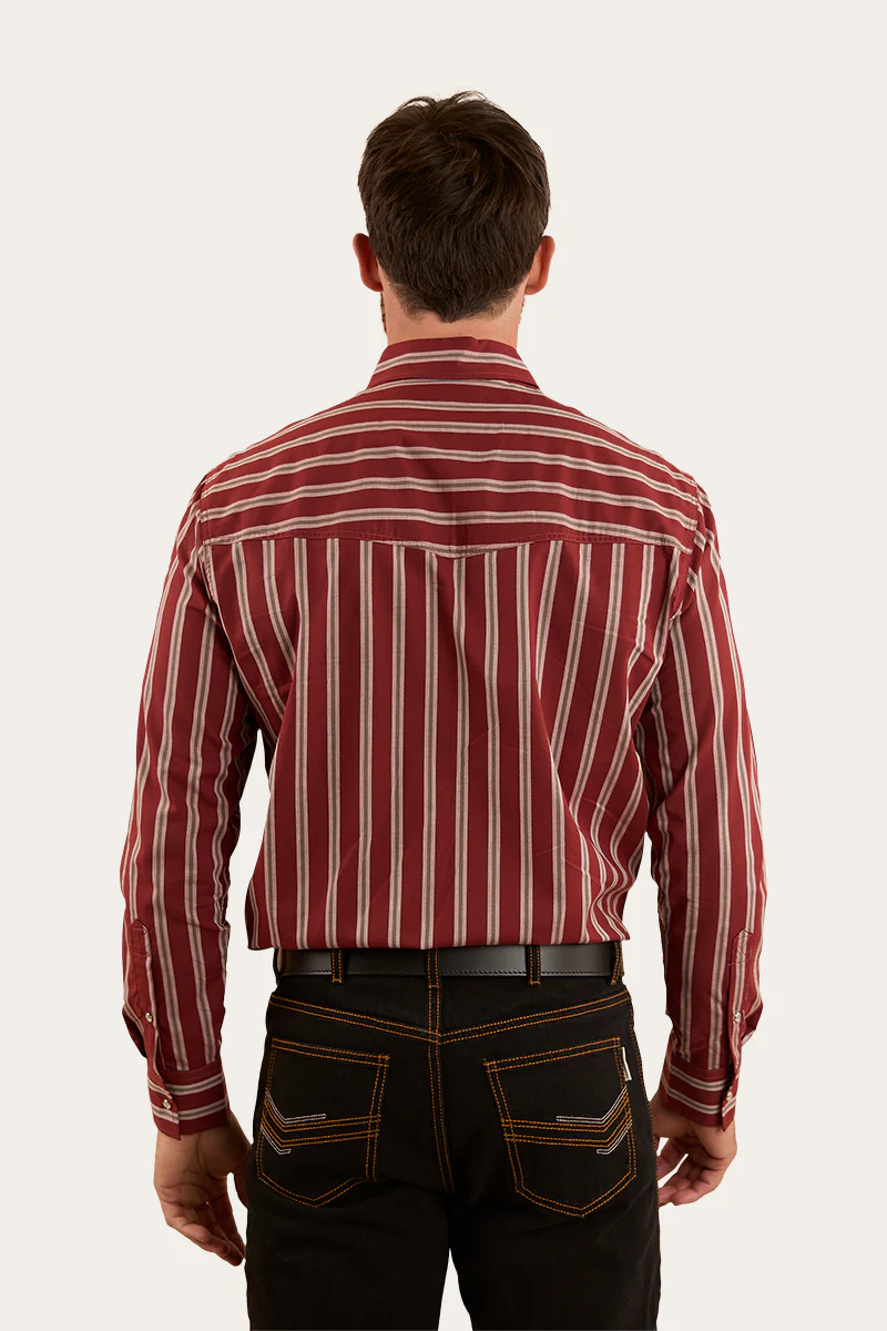 Mapleton Mens Western Shirt Stripe - Cedar
