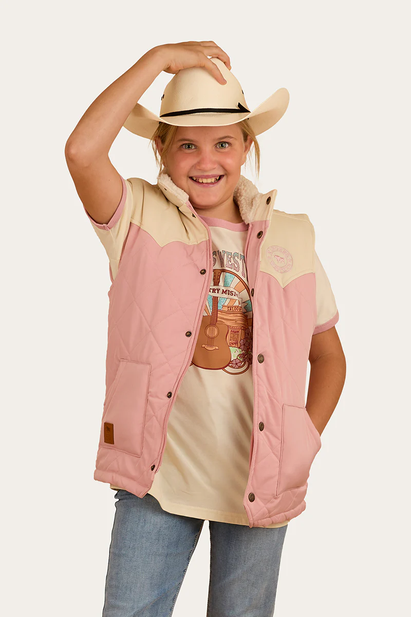 Kynuna Kids Puffer Vest - Pink / Off White