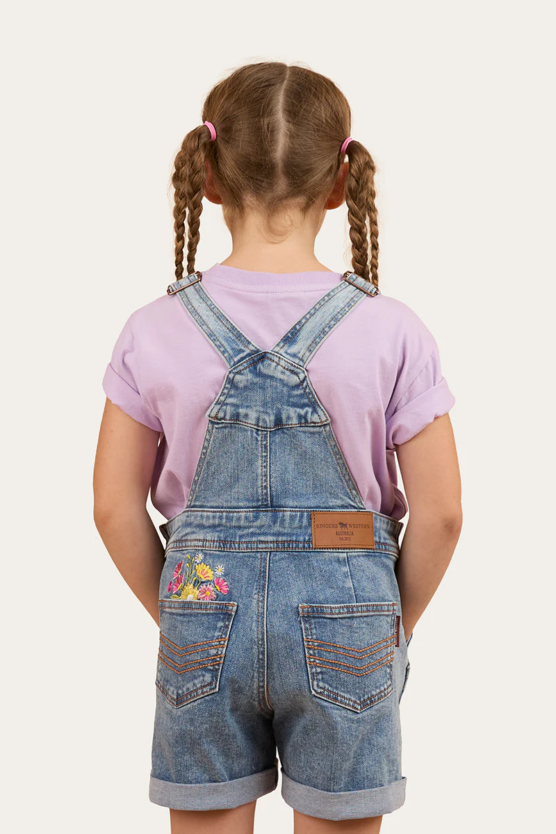 Dahlia Kids Denim Short Overall - Light Blue