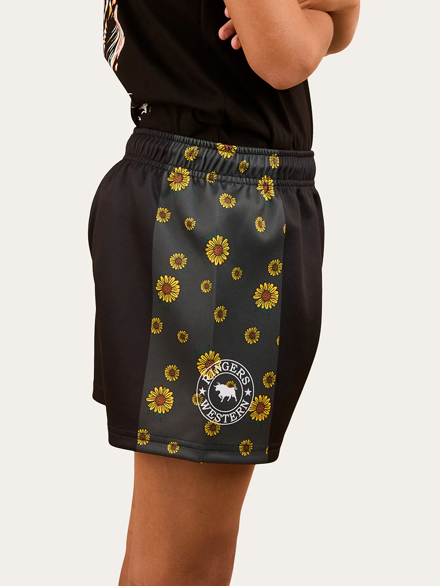 Sunflowers Kids Footy Short - Black / Multi