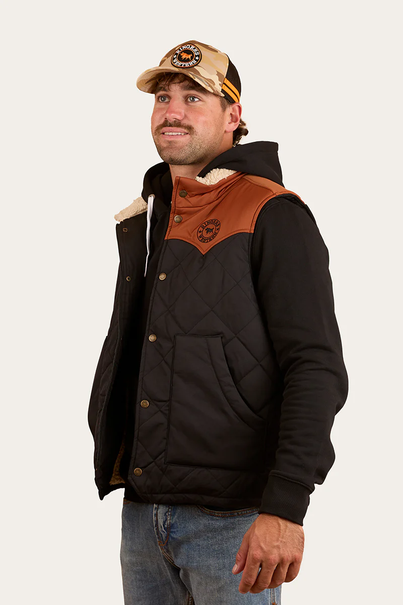 McKinlay Mens Puffer Vest - Black / Tobacco