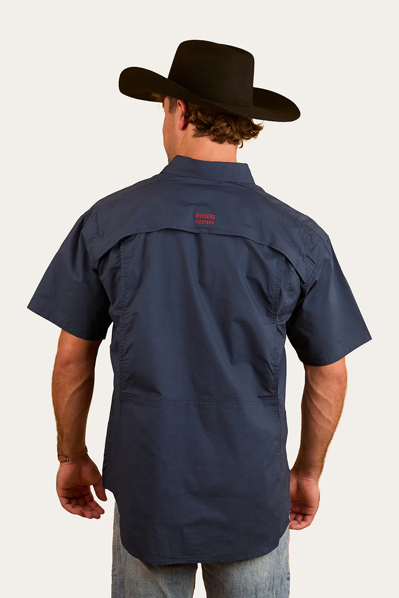 Bulgarra Mens Ripstop Full Button Work Shirt - Dark Navy