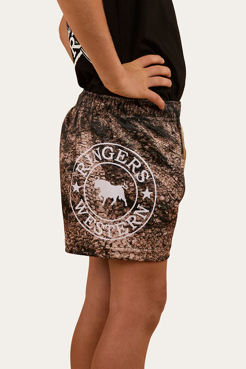 Out Bush Kids Footy Shorts - Black / Multi