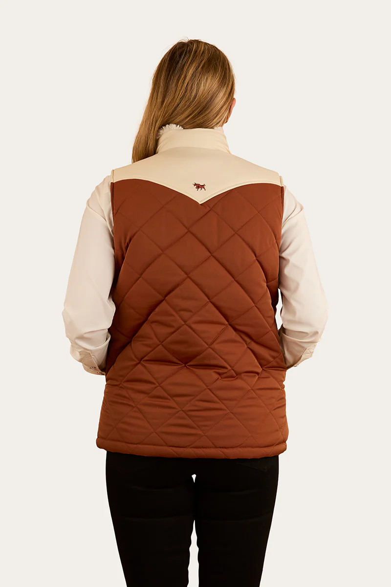 Selwyn Womens Puffer Vest - Tobacco / Off White