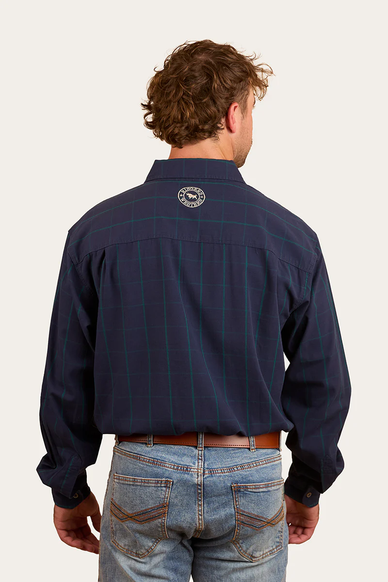 Richmond Mens Full Button Work Shirt - Navy