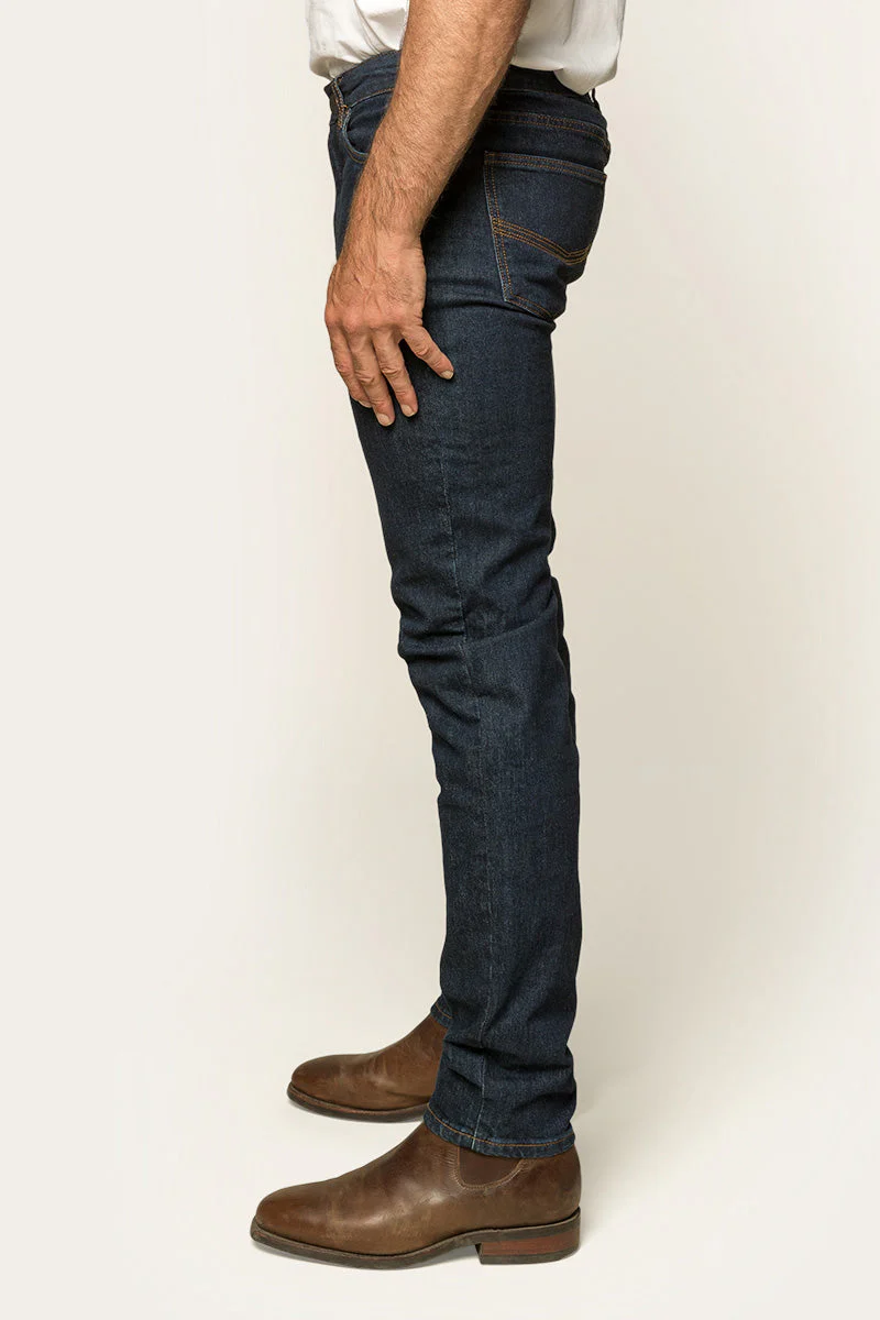 Burke Mens Tapered Slim Leg Jeans - Dark Blue