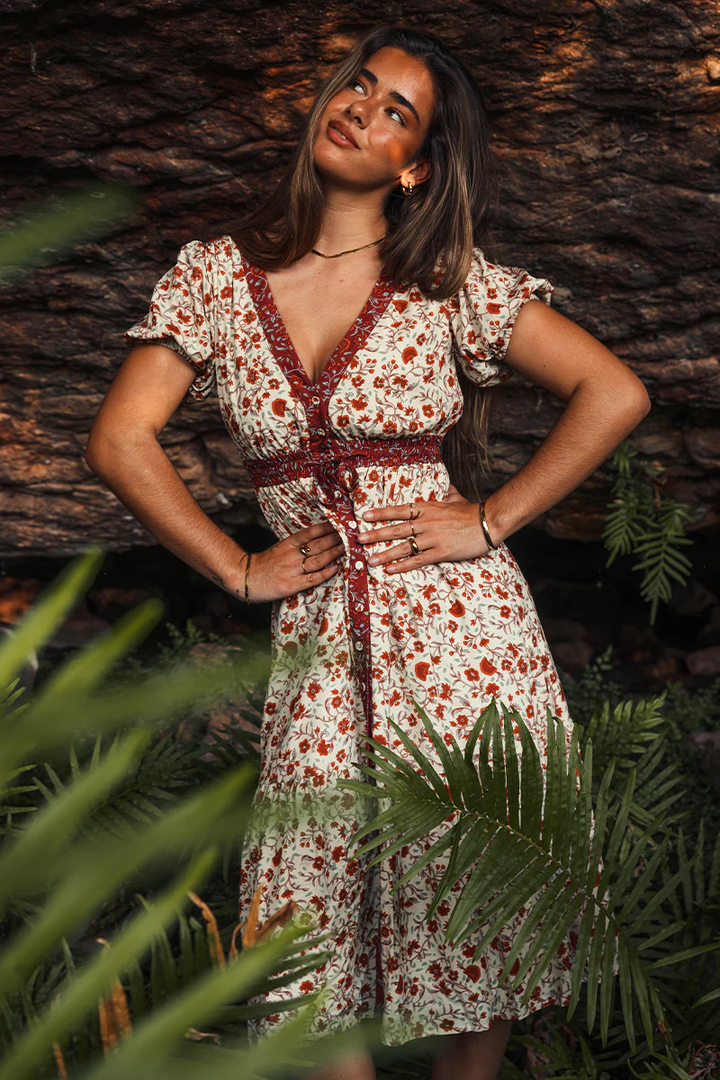 Twyla Womens Midi Dress - Off White