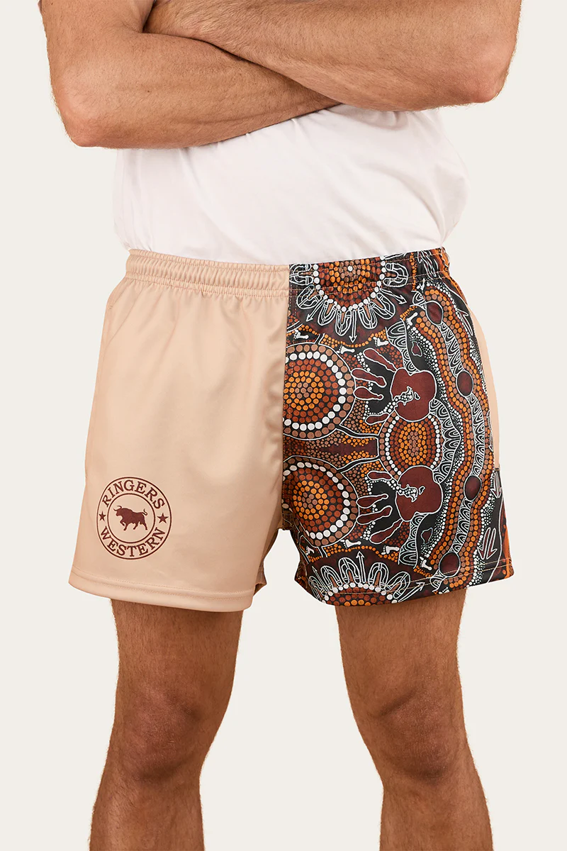 Walkabout Warrior Footy Short - Dark Sand / Multi