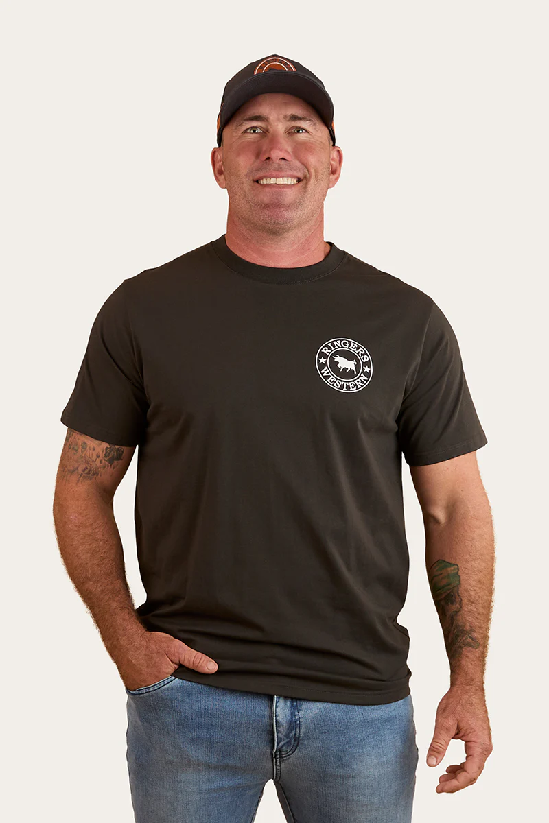 Signature Bull Mens Loose Fit T-Shirt - Charcoal / White