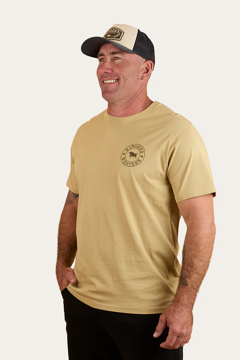 Signature Bull Mens Loose T-Shirt - Pale Olive / Military Green