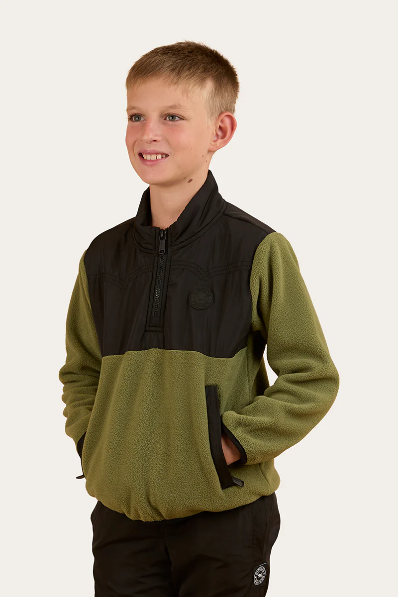 Winton Kids 1/4 Zip Crew Neck Fleece - Military Green