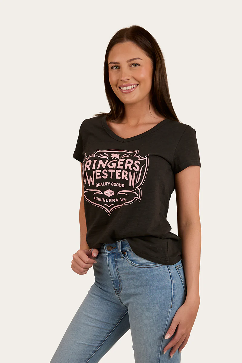 Quality Goods Womens V Neck T-Shirt - Charcoal
