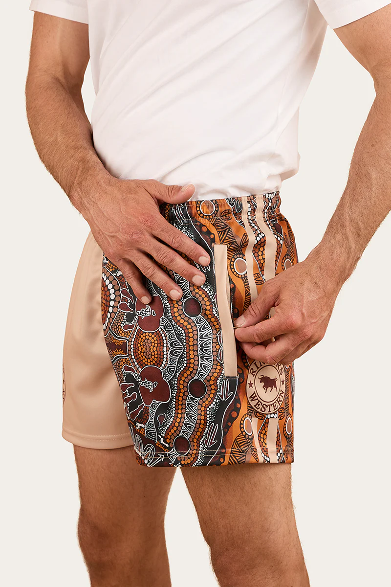Walkabout Warrior Footy Short - Dark Sand / Multi