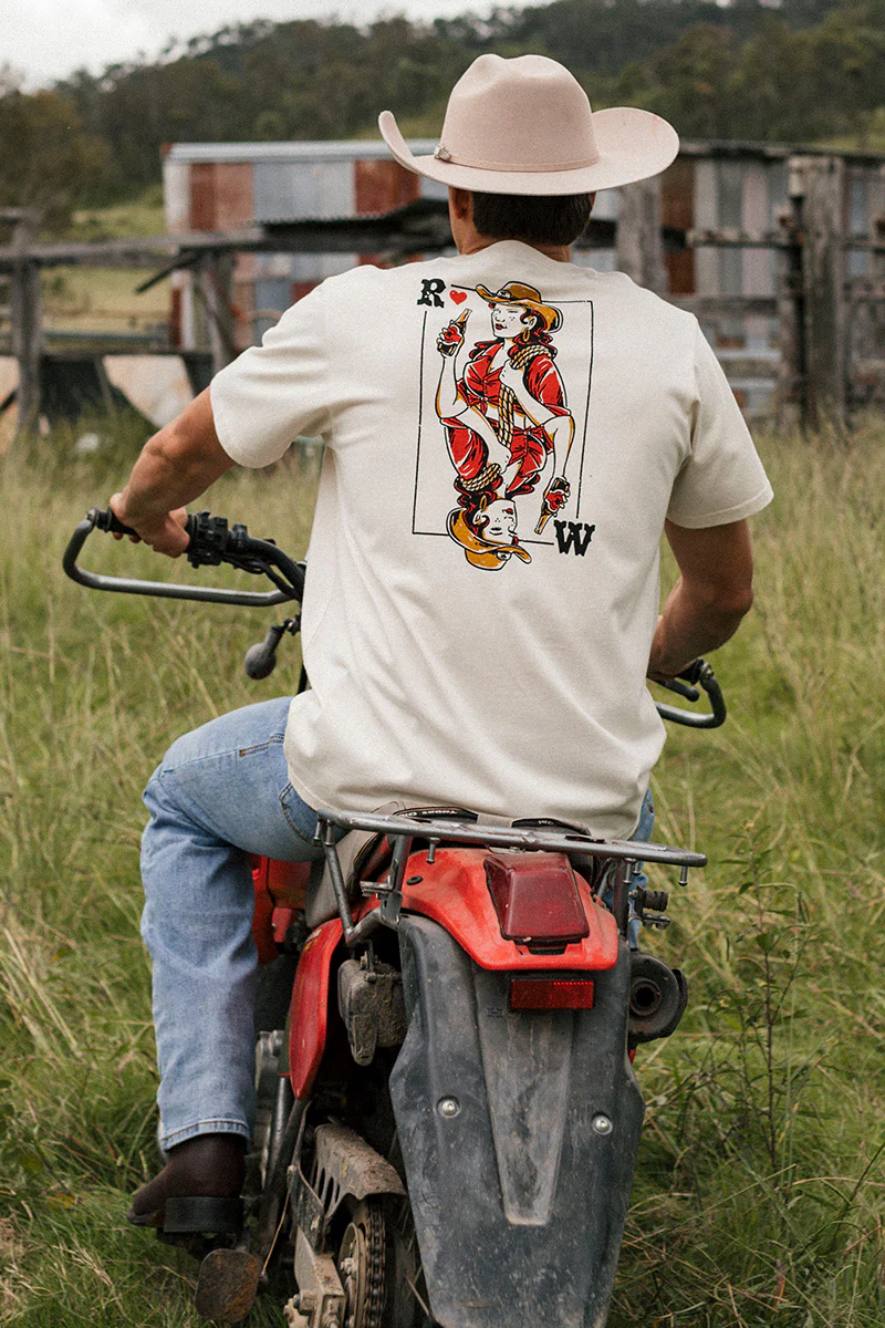 Wild Card Mens Loose Fit T-Shirt - Off White