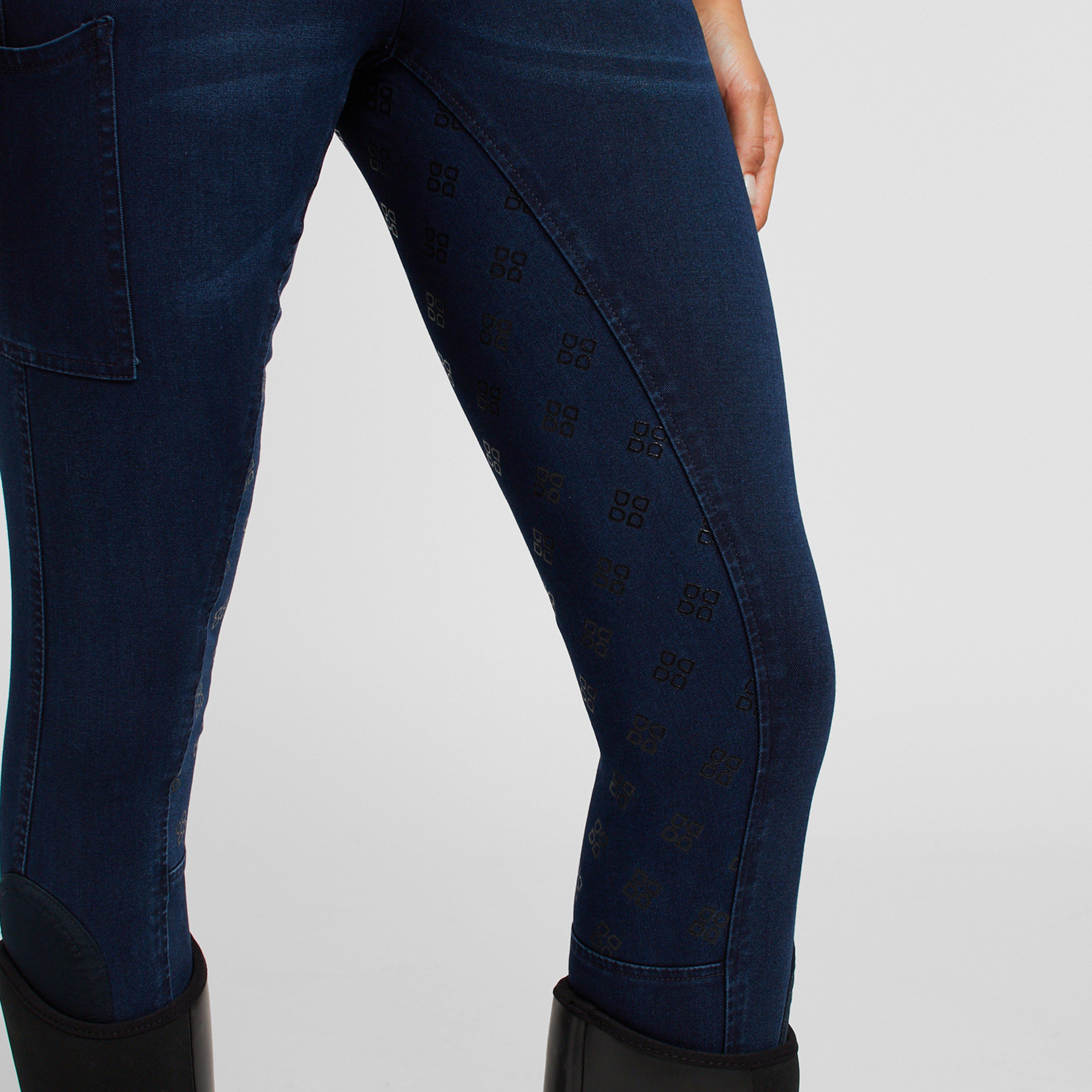 Shona Full Grip Silicone Print Denim Breeches