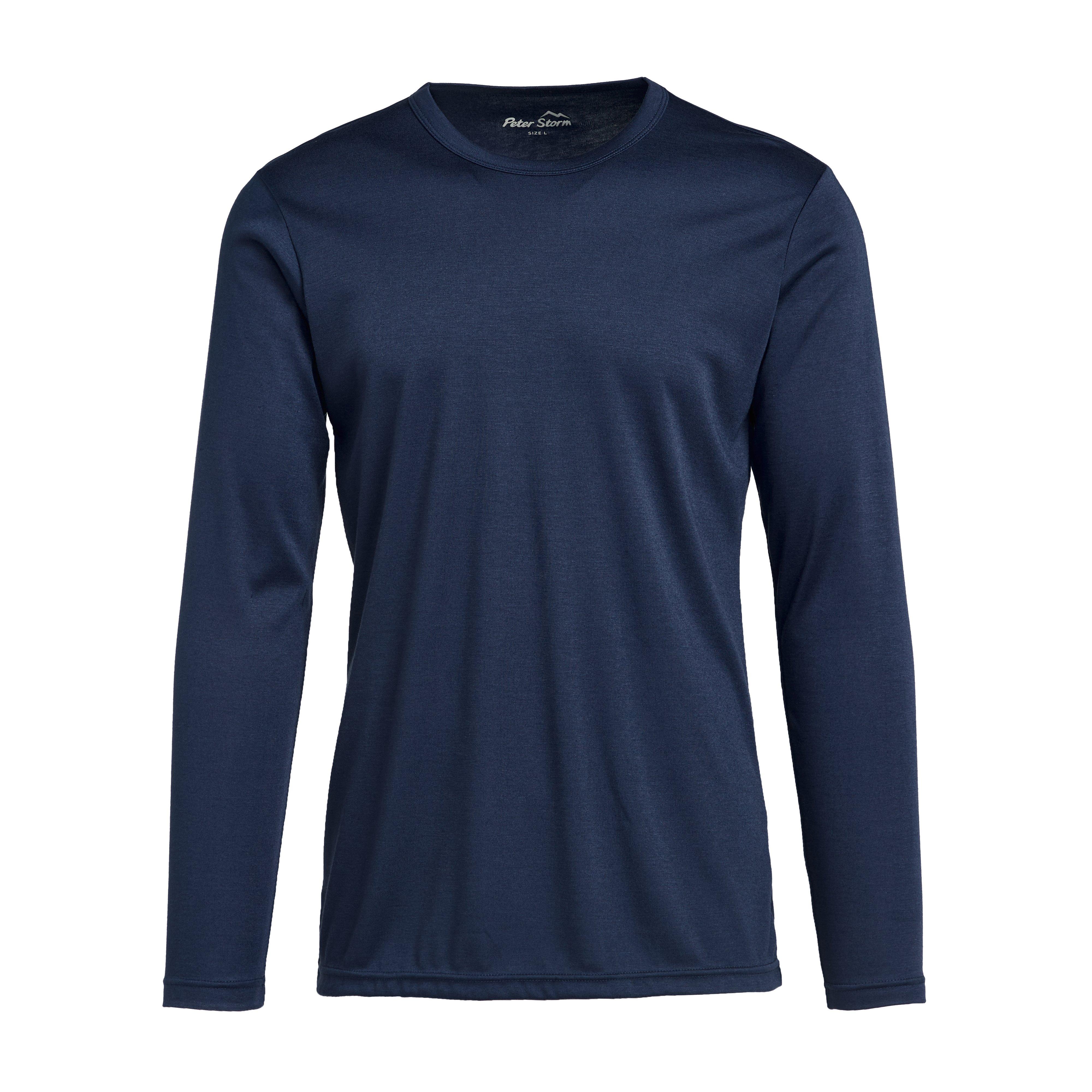 Mens Long-sleeve Thermal Crew Neck Top Navy