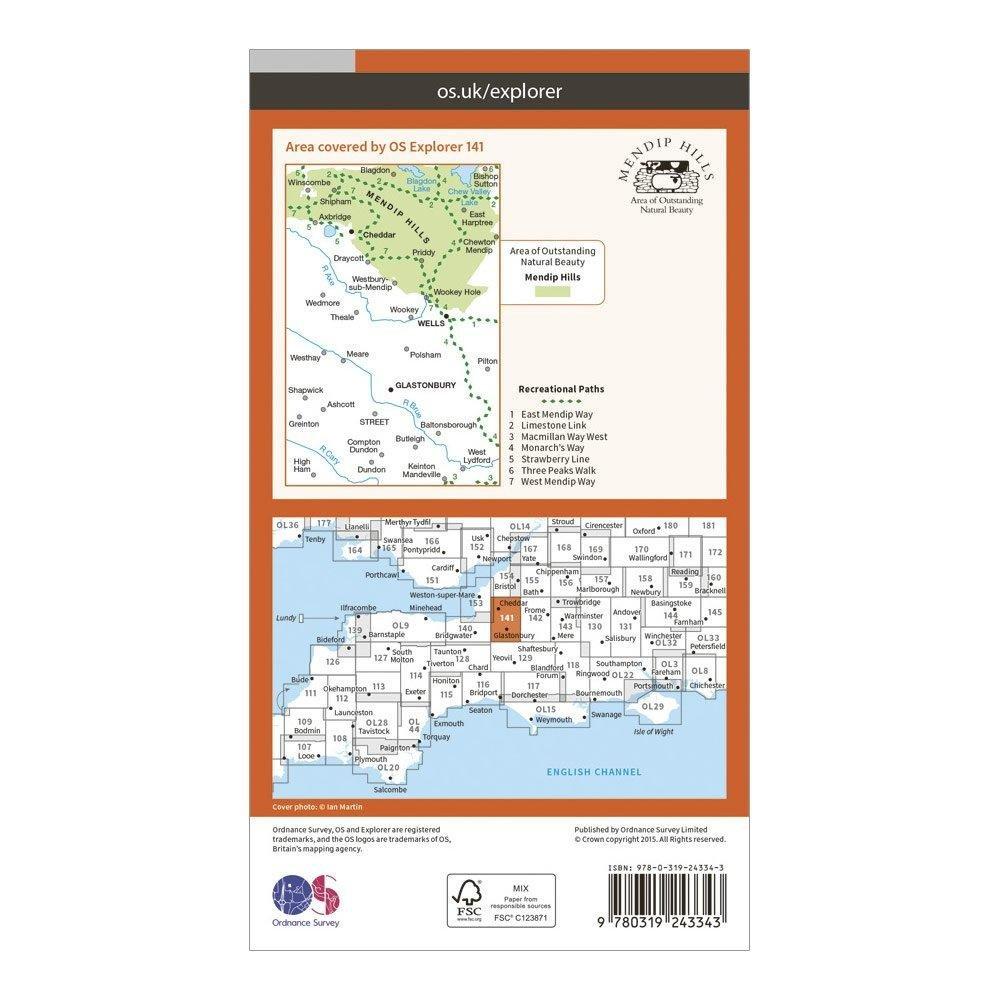 Explorer 141 Cheddar Gorge & Mendip Hills West Map With Digital Version