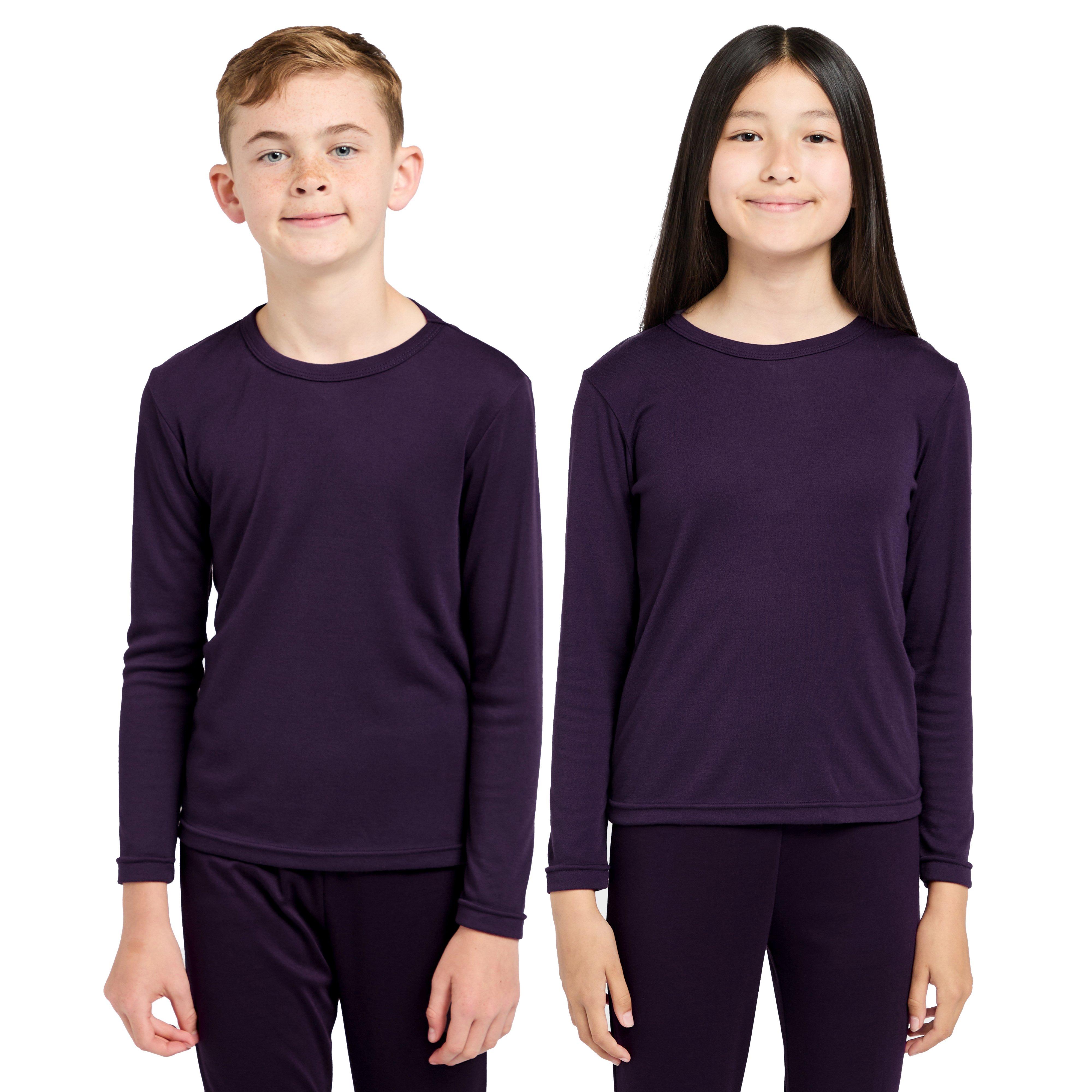 Kids Long Sleeved Thermal Crew Neck Top Purple