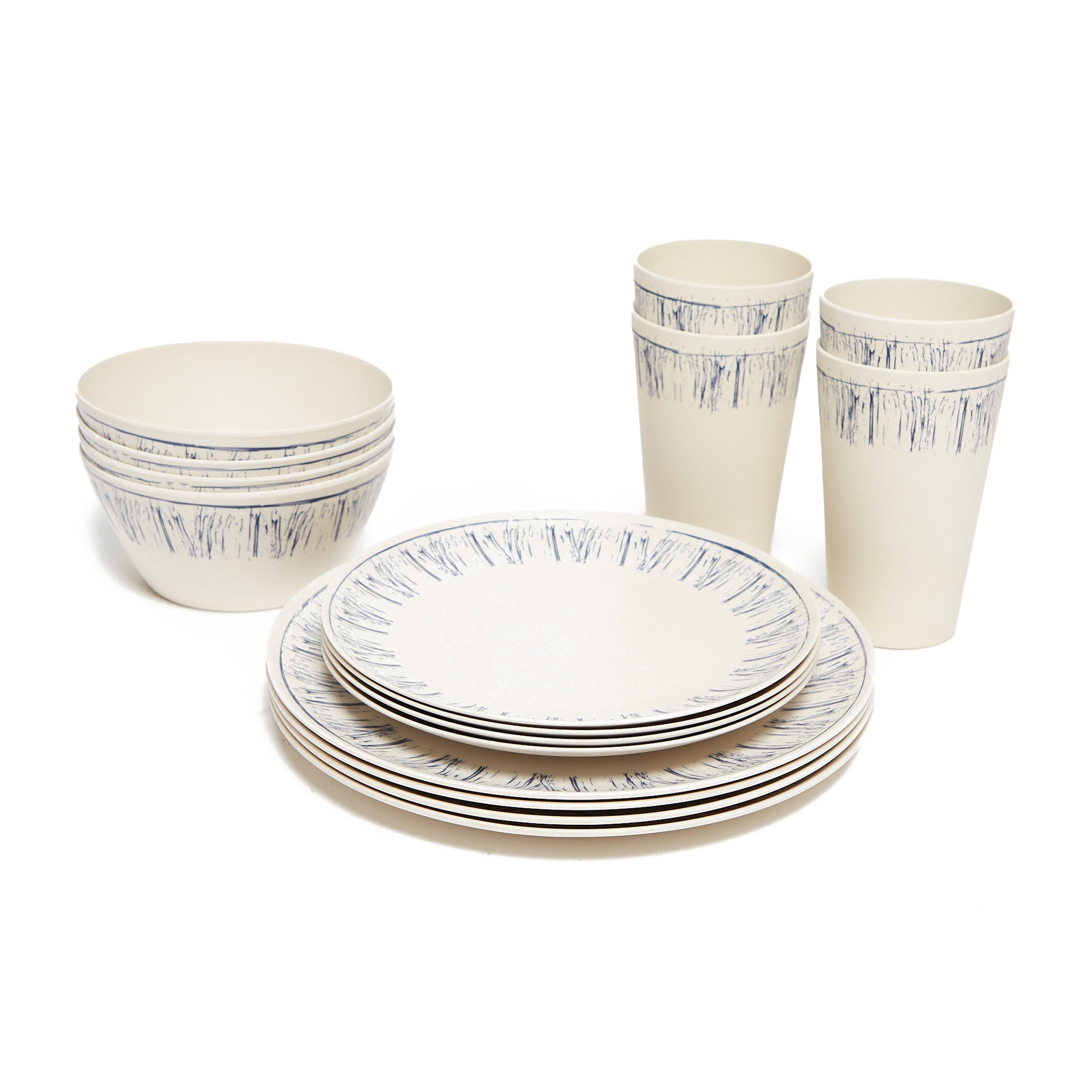 16 Piece Melamine Plastic Tableware Set