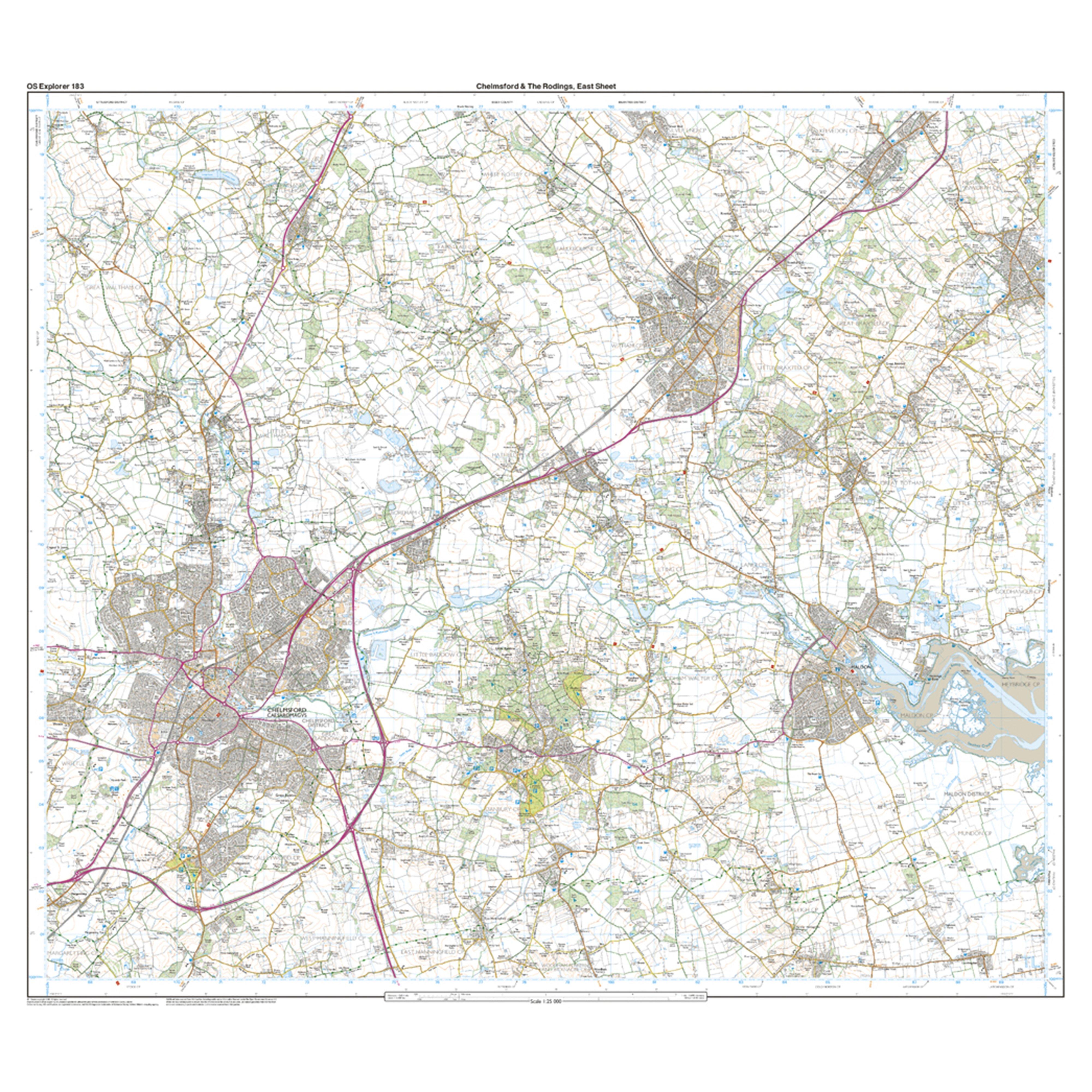 Explorer Active 183 Chelmsford The Rodings Map With Digital Version