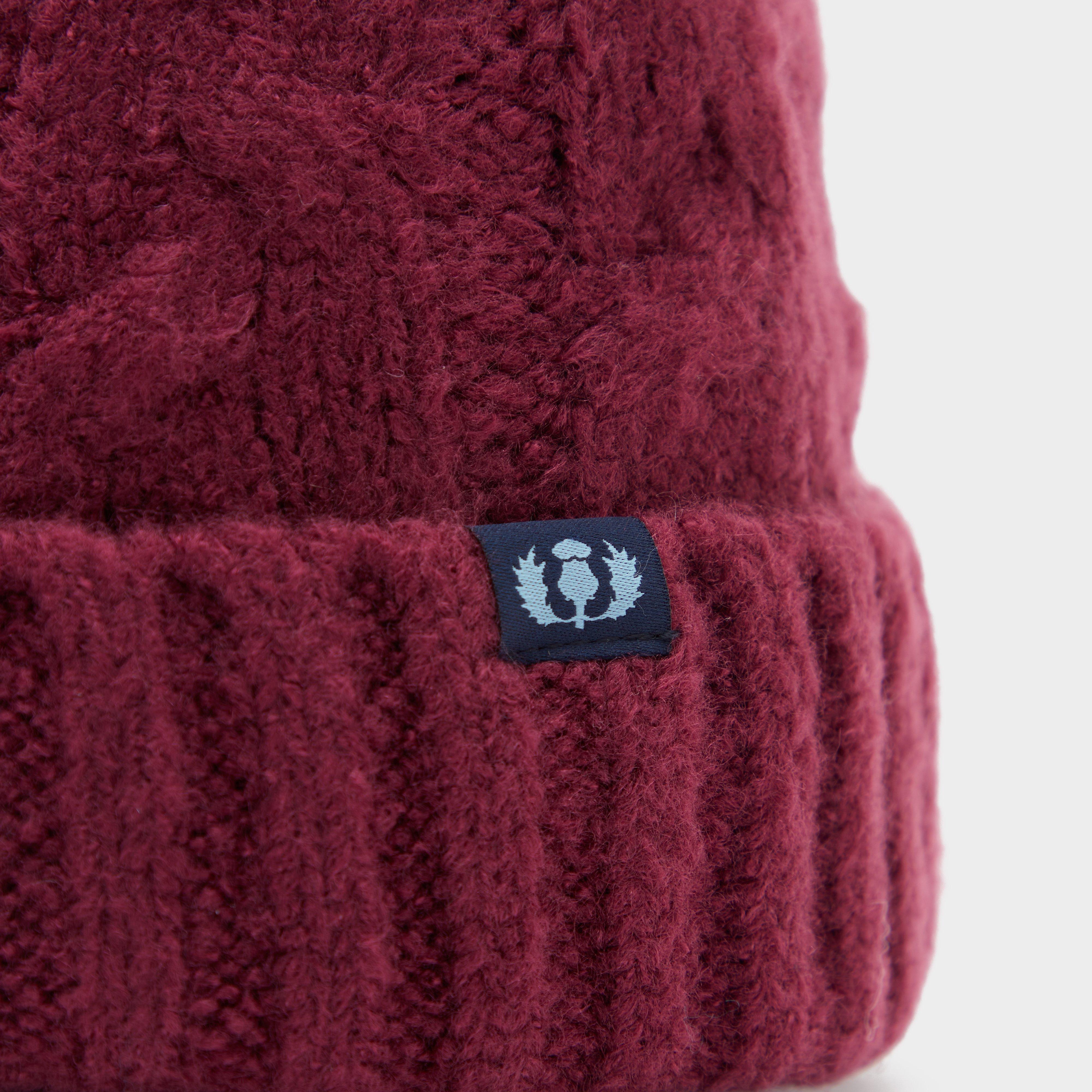 Chunky Knit Bobble Hat Wine
