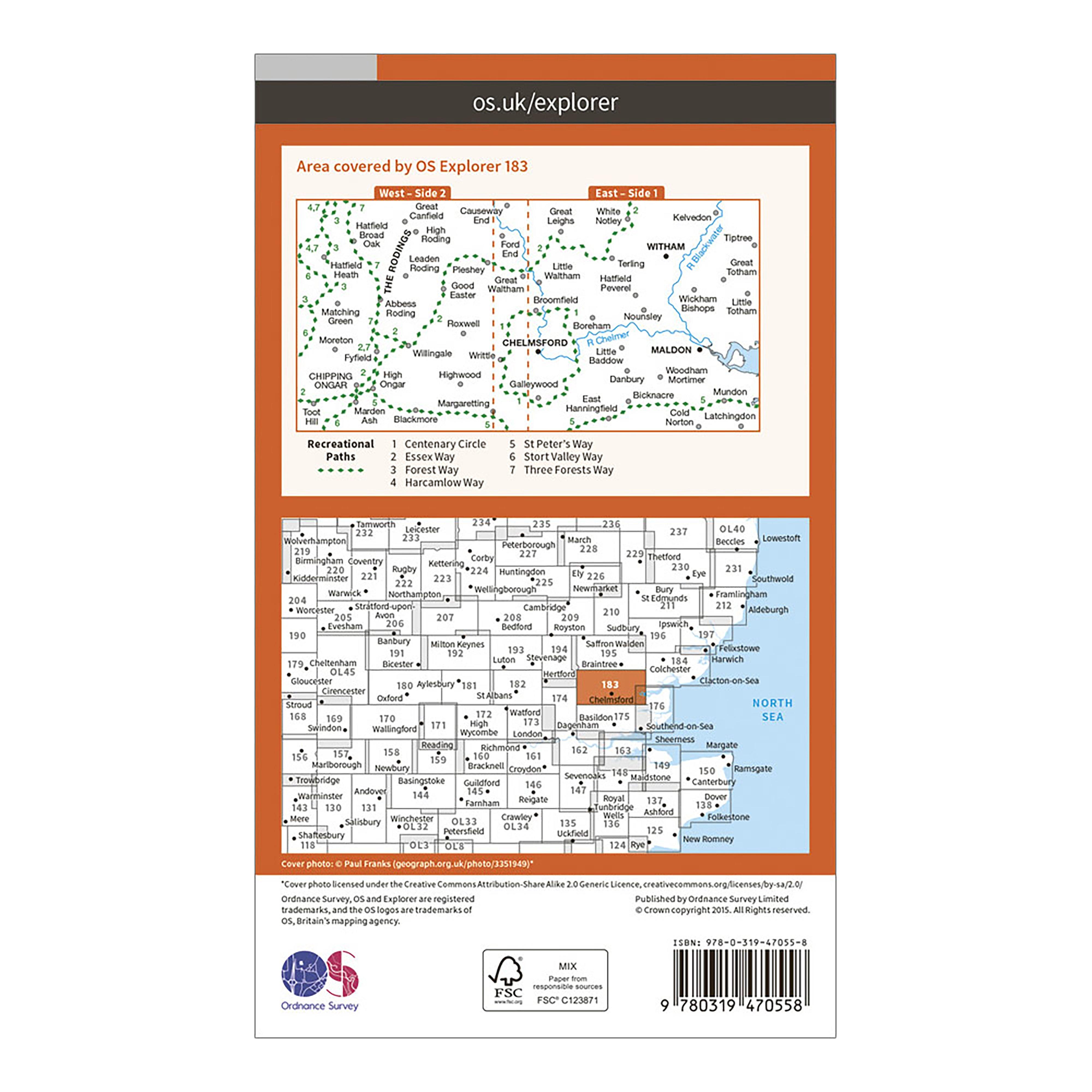Explorer Active 183 Chelmsford The Rodings Map With Digital Version