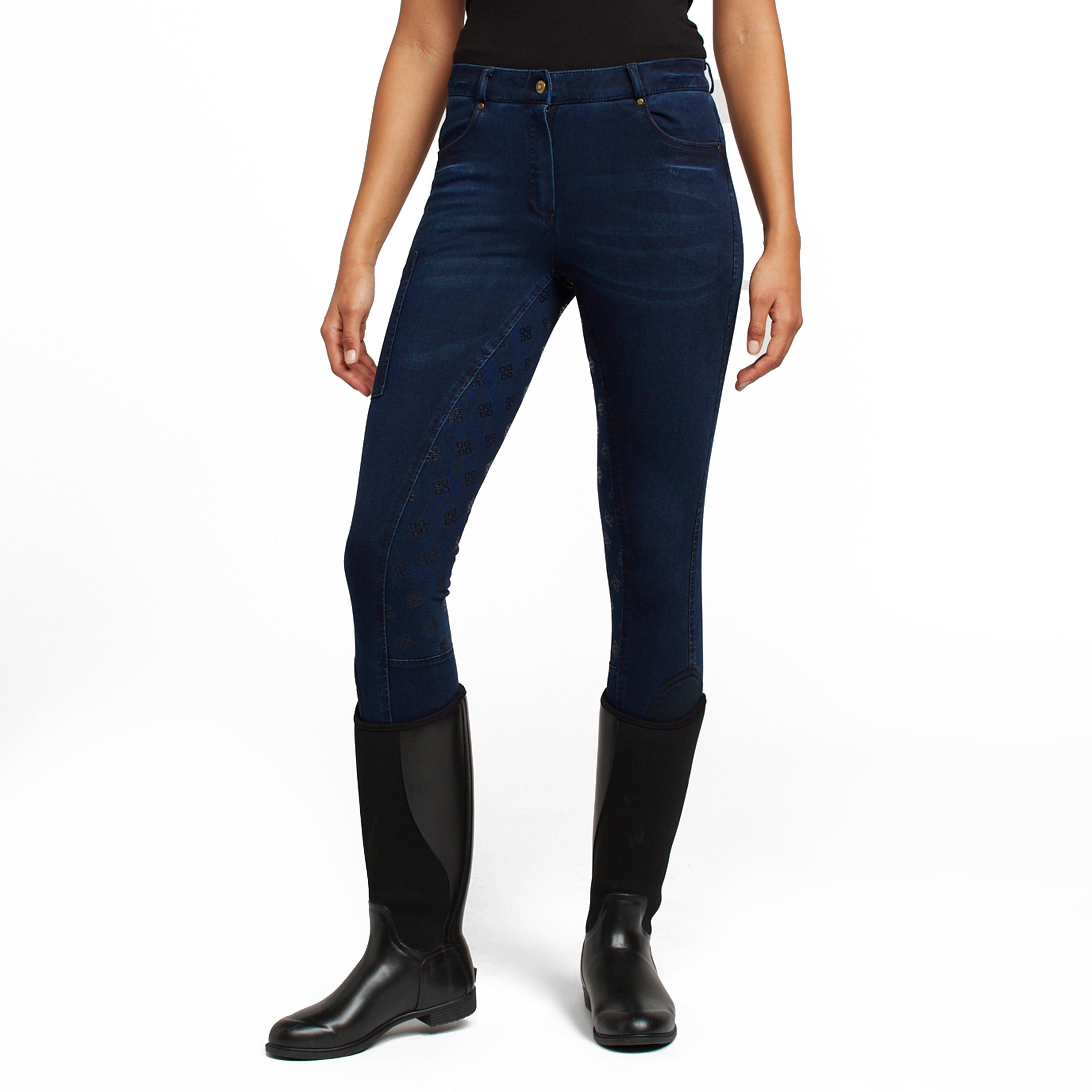 Shona Full Grip Silicone Print Denim Breeches